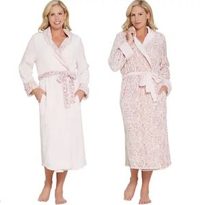 Casa Zeta Jones Plush Velvet Rose Robe w/ Slippers